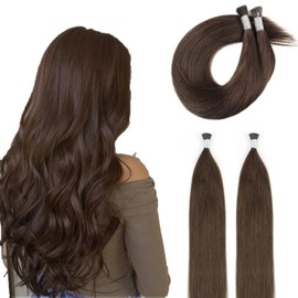 ABH AmazingBeauty Hair Real Human Hair I Tip Hair Extensions I-Tip Hair Extensions Human Hair Color 4 Chocolate Brown 50 Grams 50strands Cold Fusion Hair Extensions Human Hair 18 Inch Silky Straight