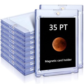 Magnetic Card Holder 35 PT Clear Trading Cards Protectors Acrylic Card Holder Cases for Sports Cards Baseball Football Hockey Cards Game Card Storage and Display(10 Pack)