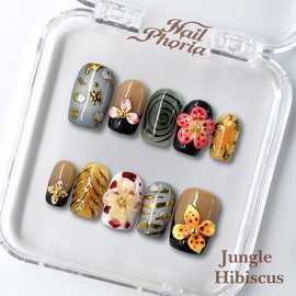 NailPhoria｜SURPRISE DEAL Collections (70 Styles) acrylic press nails:_Jungle Hibiscus _M