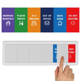 Office Door Sign-6 Options Door Signs for Office In A Meeting Sign/Out Of Office/Do Not Disturb/Working From Home/Please Knock/Back Soon Privacy Office Slider Sign for Meeting & Conference Room