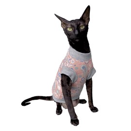 Kotomoda Pink Paisley Cat T-Shirt for Sphynx and Nude Cats
