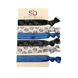 Volleyball Hair Accessories, Blue Volleyball Hair Ties, No Crease Hair Elastics Set for Girls, Volleyball Playe Team Gifts