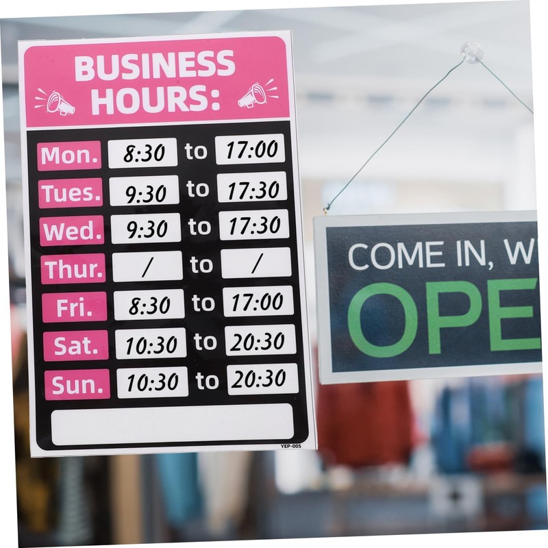 OHPHCALL Business Hours Sign Store Opening Hours Sign Stickers for