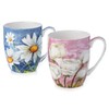 McIntosh Morning Flowers Fine Bone China Set of 2 Mugs