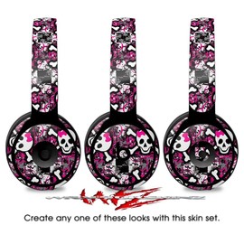 WraptorSkinz Vinyl Decal Wrap Works with Beats Solo Pro Headphones Splatter Girly Skull Pink - Skin Only Beats NOT Included
