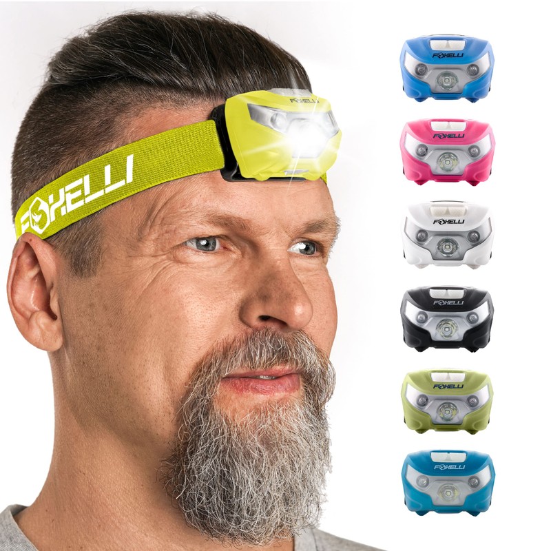 Foxelli USB-C Rechargeable LED Headlamp – Super Bright, Lightweight Head