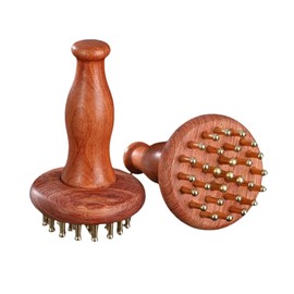WeiiTech Wood Therapy Massage Tools 29-Teeth Copper Head Massager, Home SPA Body Relaxing and Stress Relief Handheld Massager, for Legs, Arms, Neck, Shoulder