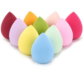 10 piezas de esponja de maquillaje en forma de huevo de base de esponja de mezcla multicolor de belleza Set impecable para crema líquida y polvo