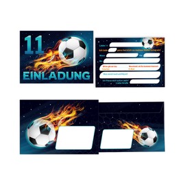 Minkocards 8 Invitation Cards 11th Children's Birthday Boy Football Including 8 Envelopes Invitations Eleventh Boys Birthday Football