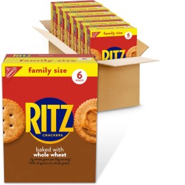 RITZ Whole Wheat Crackers Family Pack 6 Boxes 19.3 Ounces Classic Snack