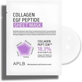 APLB Mascarilla De Colágeno Con Péptidos Egf(10 Unidades) Colágeno Pept Cen 18.3% 0.85 Onzas Líquidas/Cuidado De La Piel Coreano, Cuidado De La Elasticidad, Hidratación Duradera, Revitalizante Para