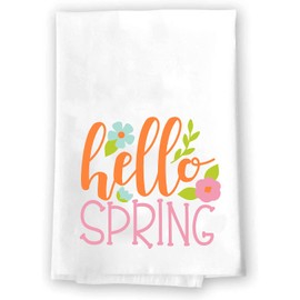 Decorative Kitchen and Bath Hand Towel | Easter Flowers Orange Pink Green | Spring Summer Garden Themed | Home Decor Decorations | House Gift Present