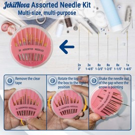 30 Pack Premium Hand Sewing Needles, Assorted Sizes, Large Eye Stitching Needles for Sewing, Repair & Embroidery