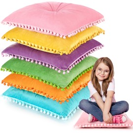 Tinideya 6 Pcs 15 Inch Square Floor Pillows for Kids Classroom Seating Cushions Flexible Plush Seats for Reading Corner Classroom Back to School Supplies Playroom Preschool Elementary Daycare
