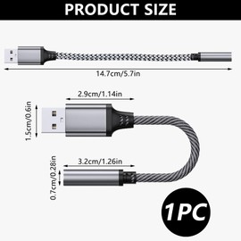 USB to 3.5mm Jack Audio Adapter, External Sound Card Gaming Headset USB Aux TRRS 4-pole Stereo Sound Card with DAC Compatible for PC Laptop Tablet Headphone, Red