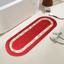 Nice Rose Flower Area Rugs Super Soft Bathroom Rugs Bath Mat Shower Mat Door Mat Kitchen Mat Rugs Kitchen Rug Non Slip Bath Rugs for Bath Tub Shower 17.71x49.21 Inch Red