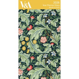 Museums & Galleries 2026 Slimline Year Planner 2026 Month To View Diary - V&A Museum - Leicester Wallpaper Design