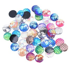 150pcs 12mm Round Glitter Resin Mermaid Scales Cabochon for DIY Embellishments Crafts Jewelry Artwork Flatback