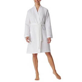 Schiesser Women's Waffle Pique Bath and Sauna Gown, White_178411