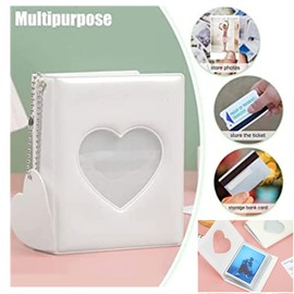 2 Pcs 3 Inch Mini Photo Album,Heart Hollow Card Binder Photo Album Photo Card Holder for Cards Album Mini Collect(Blue,White Heart)