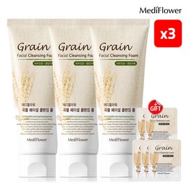Mediflower [Mediflower] Grain Facial Cleansing Foam 150ml x 3 + 5 Pouches / [메디플라워] 곡물 페이셜 클렌징 폼 150mlx3+파우치5매
