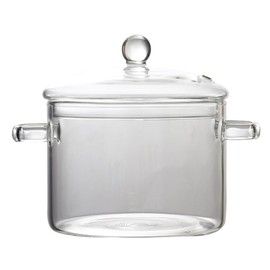 DOITOOL Glass Saucepan with Cover 1.4 Quarts Heat-resistant Cookware Set Clear Glass Simmer Pot Potpourri Cooking Pot with Lid for Potpourri Baby Food Soup Milk Pasta Noodle (1.35L/46oz)