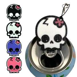 CTABPALS Cute Skull Soda Can Opener Pop Can Tab Opener With Keychain Strap Help for Long Nails,Kids,Sore Hands,Arthritis White01 1PC
