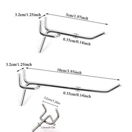 Pack of 60 Pegboard Hooks, Perforated Wall Accessories Hooks, Tool Wall Hooks, Perforated Wall Hooks, Metal Hooks, Steel Pegboard Hooks, for Display Board, Supermarket Shelves, DIY Stores, Shelf,