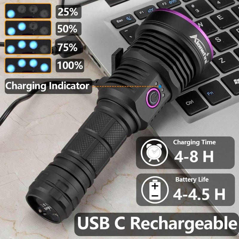 ALONEFIRE SV43 36W 365nm UV Flashlight USB C Rechargeable Ultraviolet