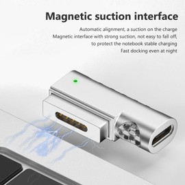 QANYEGN USB C to Magnetic T Tip Adapter, Laptop Charging Adapter for OS Laptop Pro Air Type C PD 100W Fast Charging USB C to for Magsafe2 Adapter with Indicator