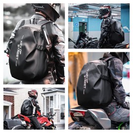 WEPLAN Motorcycle Backpack,waterproof helmet backpack for Men and women,Motorcycle Tail Bag,motorcycle accessories,Black
