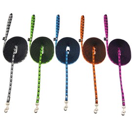 elropet Dog Lead, Tracking Lead, Recall Lead, Paws, Mini Training Lead 3 m - 50 m Puppy Lead (3 m, Black/Turquoise Paws)
