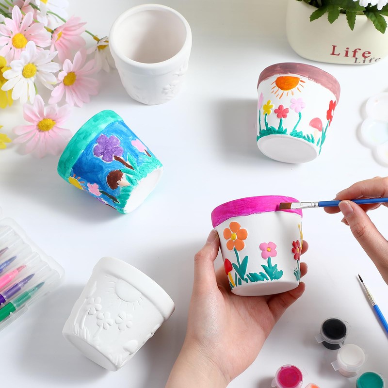 Pasimy 6 Set Ceramics to Paint DIY Ceramic Succulent Planter