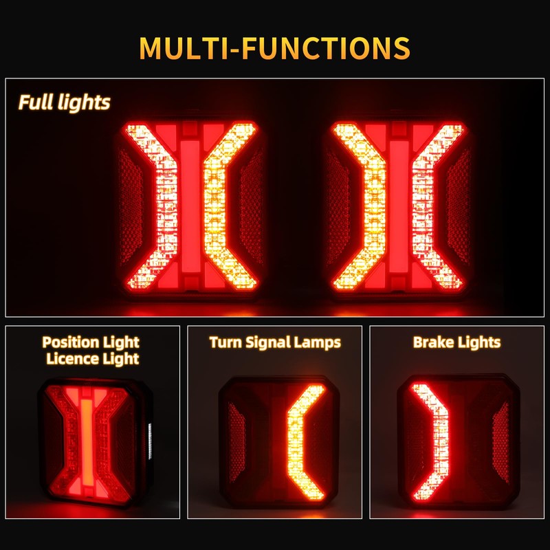 Yinaolan 2 Pack Rear Light Trailer 12V/24V Super Bright Waterproof