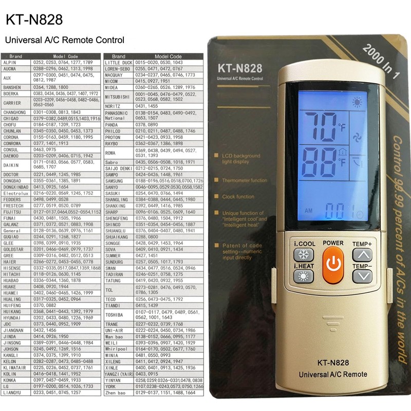 Gold Color Universal Mini Split AC Remote Control