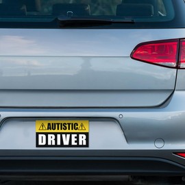 BAVAHA Autistic Driver Bumper Sticker Please Be Patient Autism Awareness Stickers Autism Stickers Autism Acceptance Sticker Blue Ribbon Autism Gift Decor Car Van Laptop Window [7.5"x3.75"]