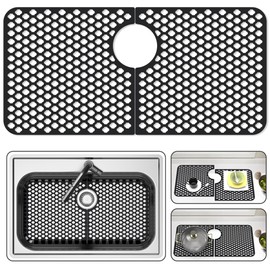 Behok Separable Silicone Sink Protector Grid Mat 28-7/16x13-13/16",Black