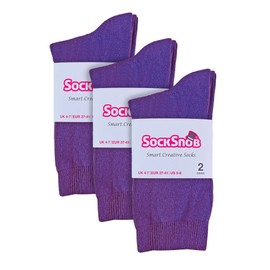 Sock Snob - 6 Pairs of Ladies Thin Plain Coloured Cotton Rich Ankle Socks 4-7 uk (4-7 uk, PL30 Purple) (4-7 uk, PL30 Purple)