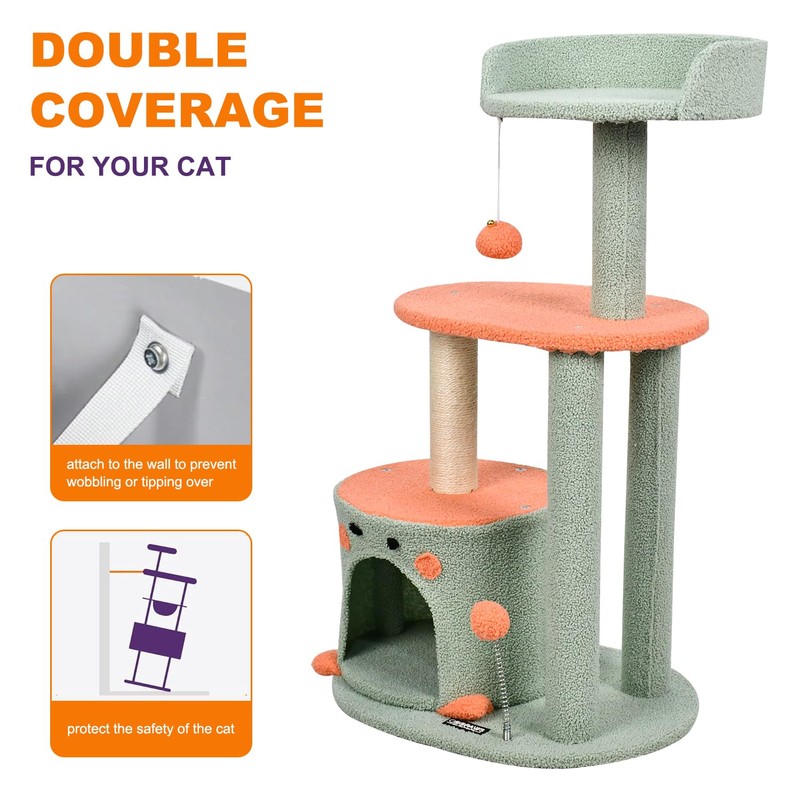 GOOPAWS 33-in Heavy-Duty Cat Tree for Large Cats, Multi-Level Tower