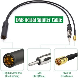DAOKAI DAB Splitter DAB Aerial Splitter Cable Din Female to Din Male + SMB Car Radio Adapter RG174 Cable 30cm/11.81in Plug and Play for AM/FM DAB+ Radio Pioneer