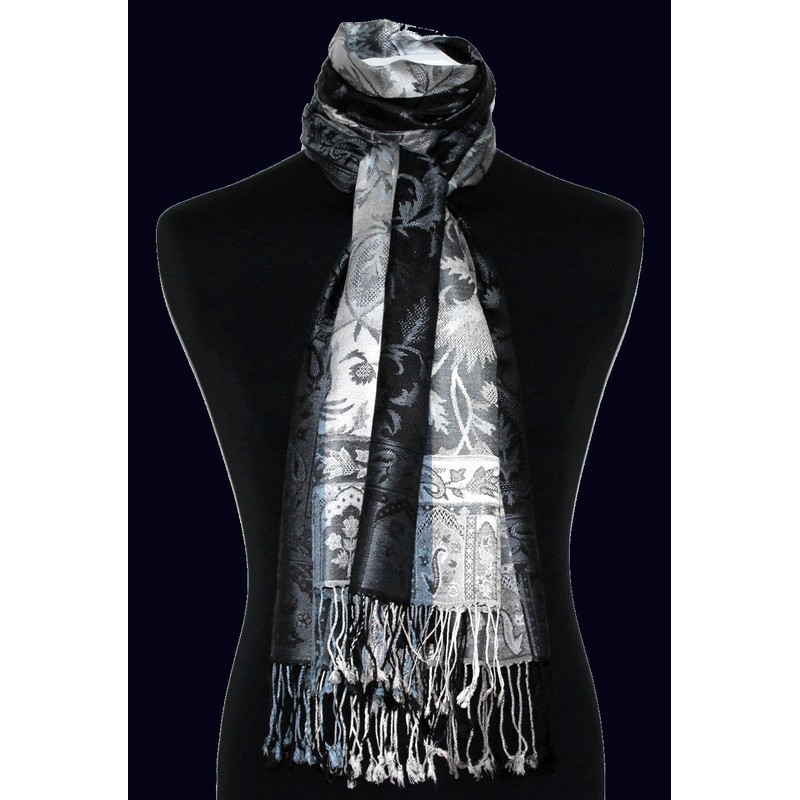 Lorenzo Cana 780521133 Men's Scarf Silver Grey Blue 100% Silk