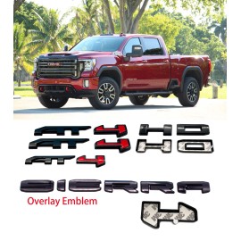 Unbranded 4PCS Gloss Black AT4HD Emblem Fit 2020-2024 GMC Sierra 2500hd 3500HD Overlay