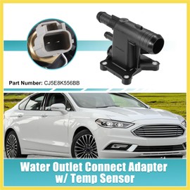 PARSKILO Engine Coolant Water Outlet Connect Adapter W/Temp Sensor for Ford 2.0 EcoBoost for Ford Edge Explorer Escape Focus for Land Rover Discovery NO. CJ5E8K556BB/LR038758