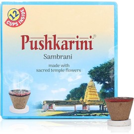 ADHAATA Pushkarini Cup Sambrani (Dhoop/Loban/Guggal) for Daily Puja, Havan/Homa, Made with Sacred Temple Flowers - (12 Cups Pack)