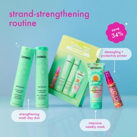 amika inner strength repair routine set | gift set for dry, damaged hair from bleach, color, chemical, or heat use