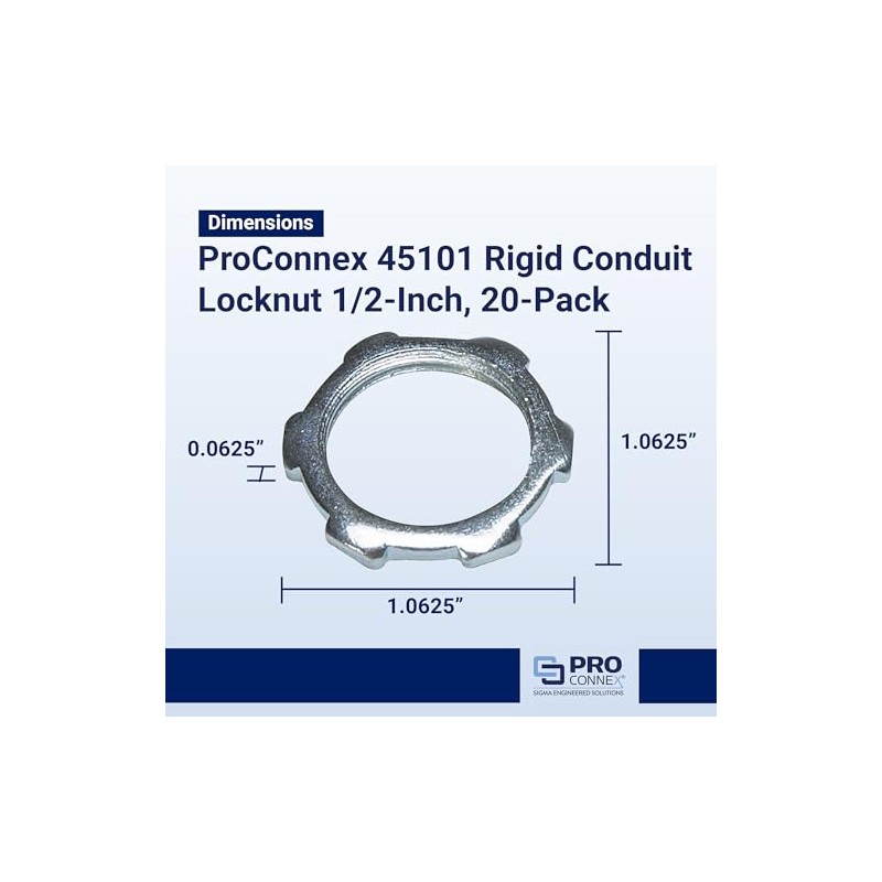 Sigma Engineered Solutions ProConnex 45101 Rigid Conduit Locknut 1/2-Inch, 20-Pack