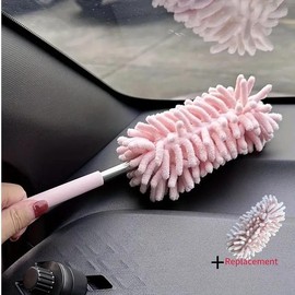Compact Car Duster Brush, Extendable Microfiber Dusting Tool with Ergonomic Comfortable Handle for Home and Auto Interior Cleaning, Car Cleaning Tool:_Pink_1-Pack