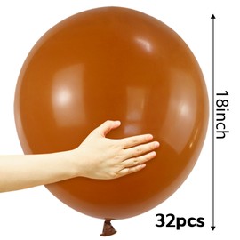 32Pcs Brown Big Balloons 18 Inch, Round Large Brown Latex Party Balloons for Birthday Wedding Decorations.