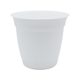 The HC Companies 8 Inch Eclipse Plant Pot - Indoor Outdoor Round Classic Planter with Attached Saucer for Flowers, Vegetables, and Herbs, White