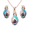 Hermosa Jewelry Sets for Women,Australian Created Opal Pendant Necklace Earrings